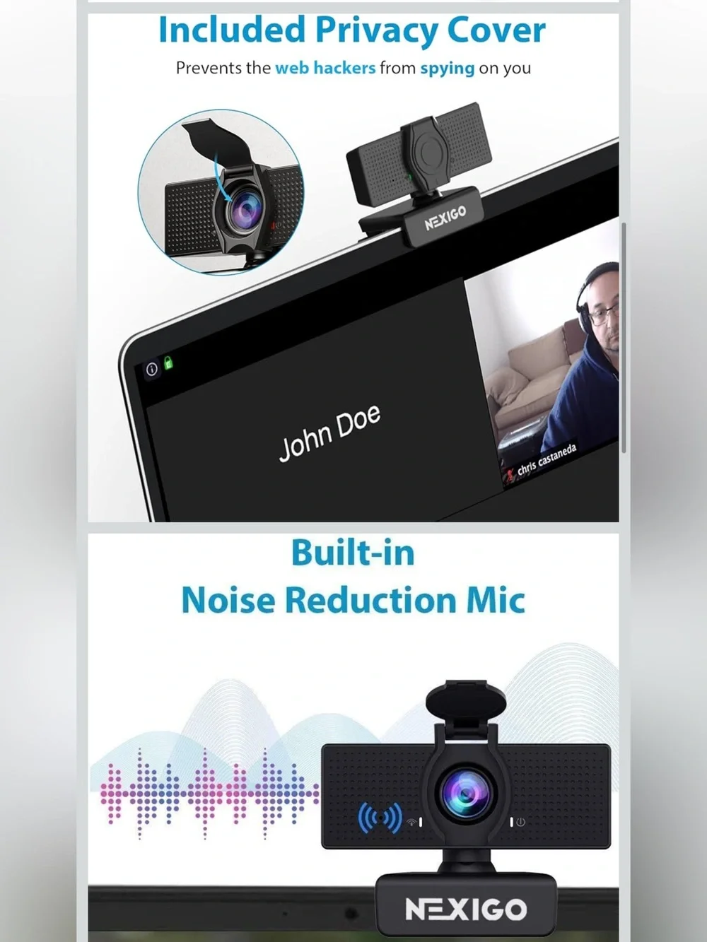N60 1080P Webcam Microphone Privacy Camera Zoom Skype Team Conference Video Call